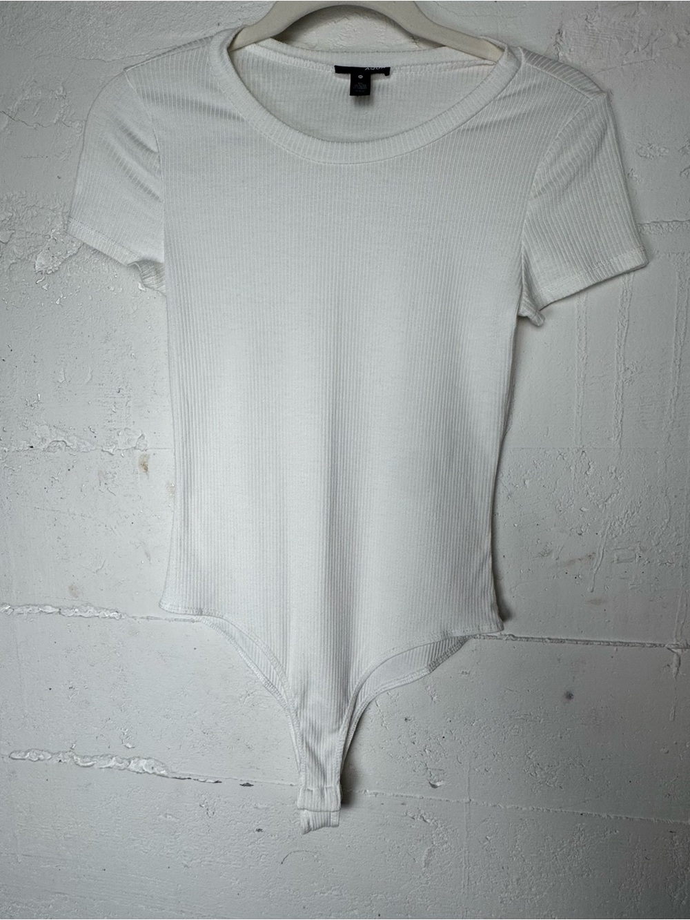 Aqua Off White Ribbed Bodysuit White Ribbed Short Sleeve Bodysuit Size Medium M